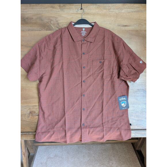 Kuhl Shirt Mens XL Maroon Intrepid Skorpio Classic Short Sleeve Button-Up NWT - Picture 1 of 4
